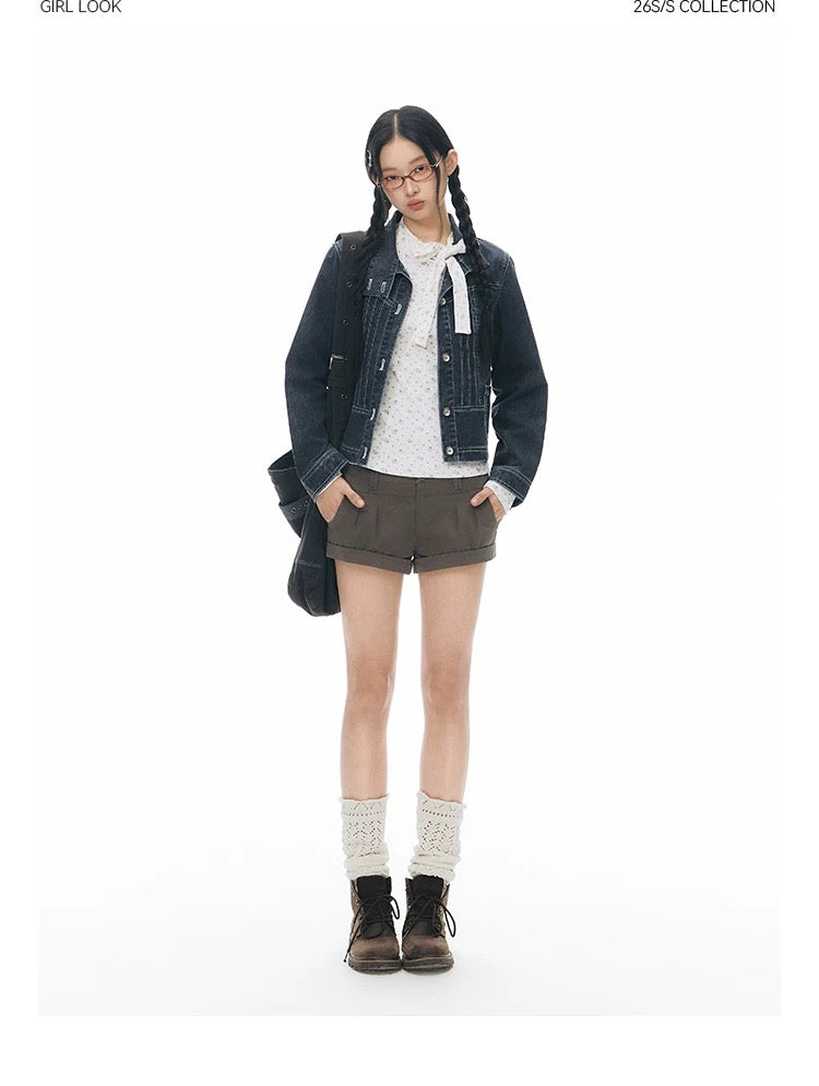 PLEATED DENIM JACKET