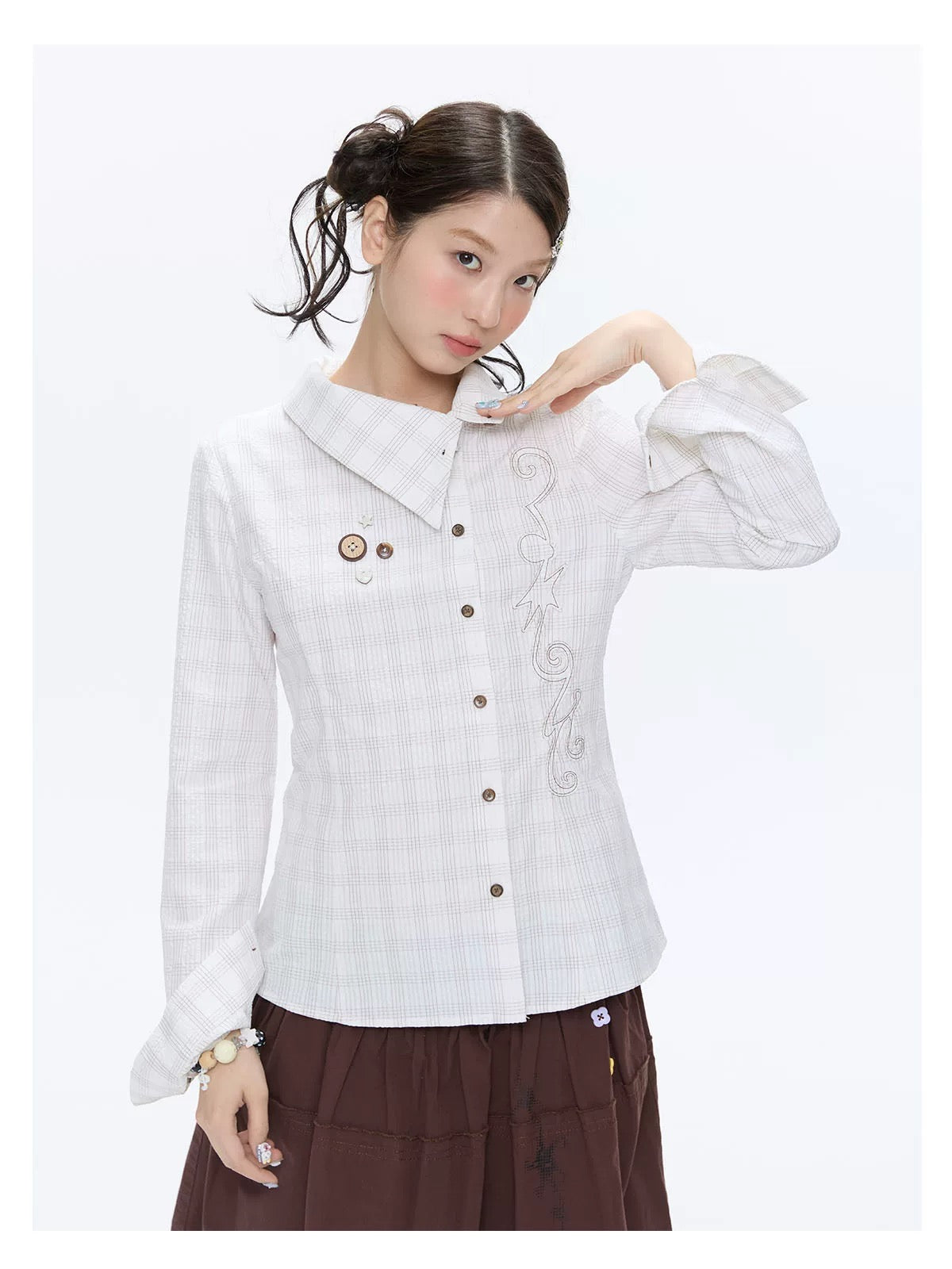 SPRING EMBROIDERED PLAID SHIRT