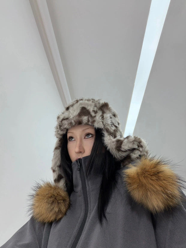 LEOPARD PLUSH CAP & BELT