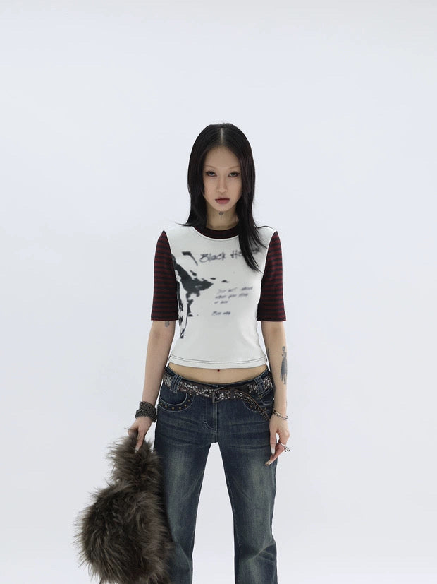 STRIPE CROPPED TEE