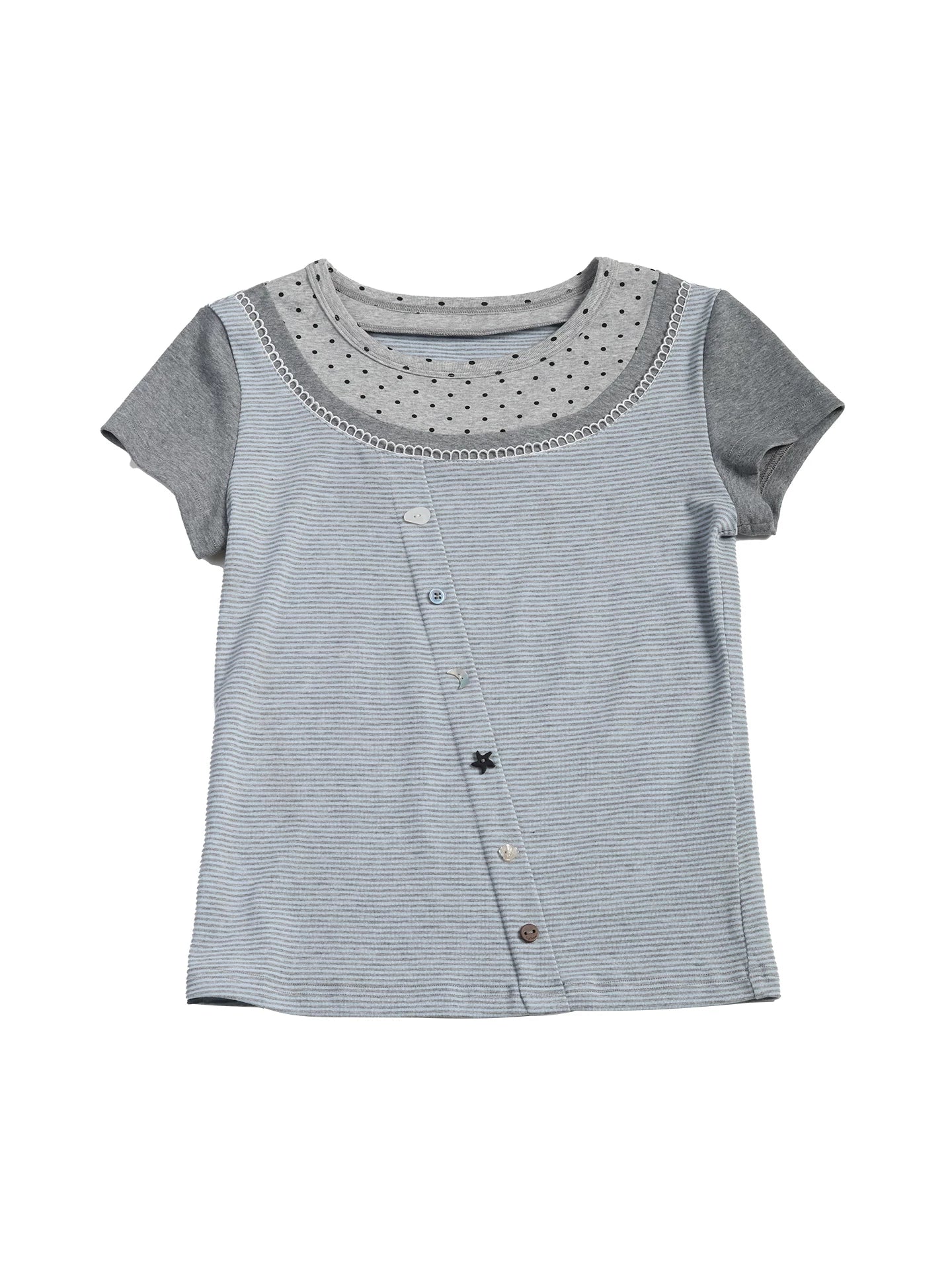 COLOR-BLOCK POLKA DOT T-SHIRT