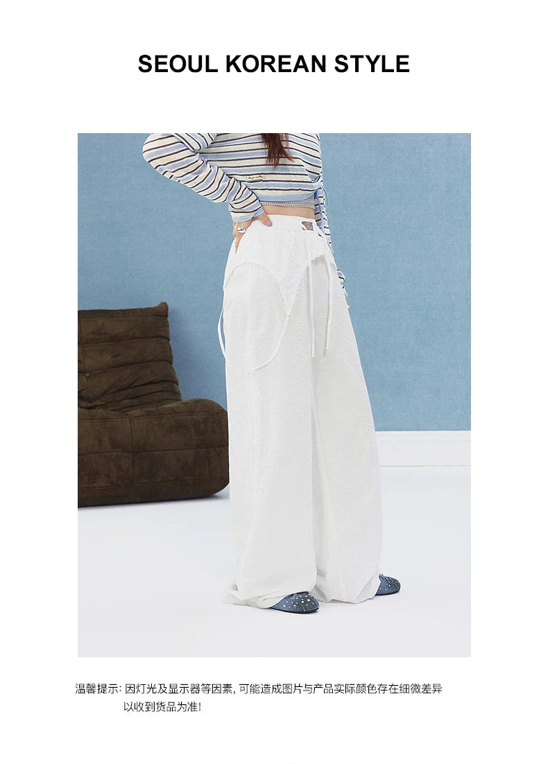 LACE-PANEL WIDE-LEG PANTS