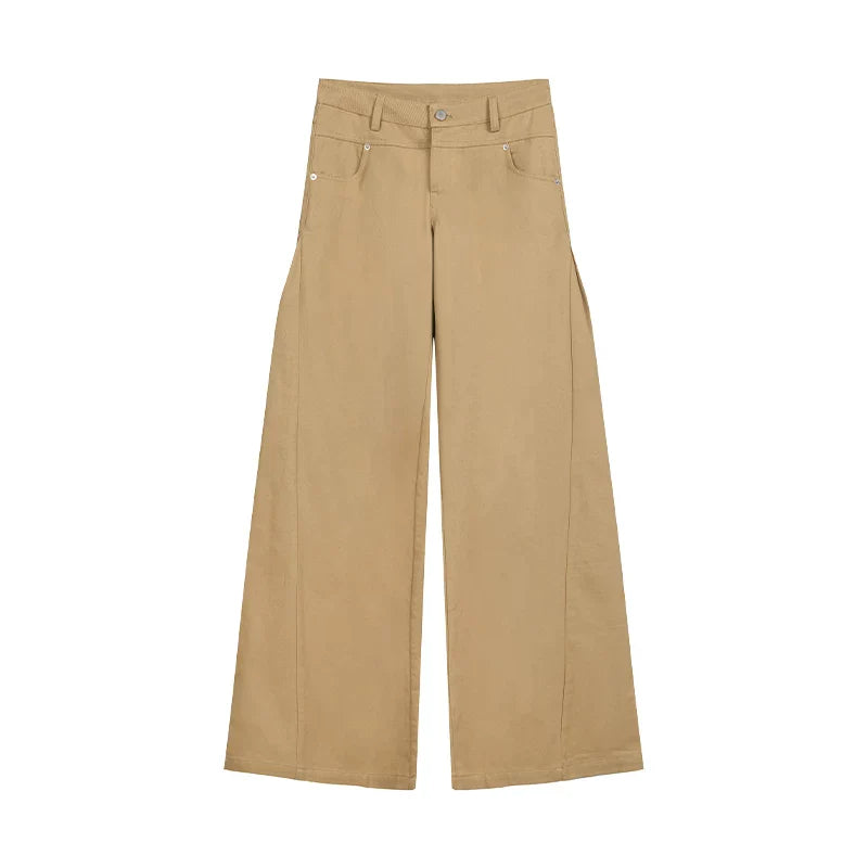 CASUAL WIDE-LEG TWILL PANTS