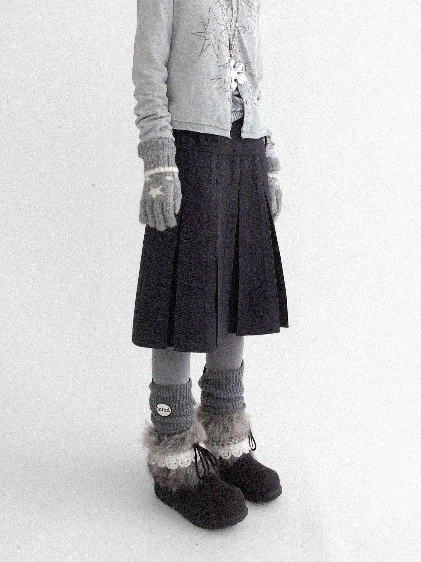 TWEED PLEATED BUSTIER SKIRT