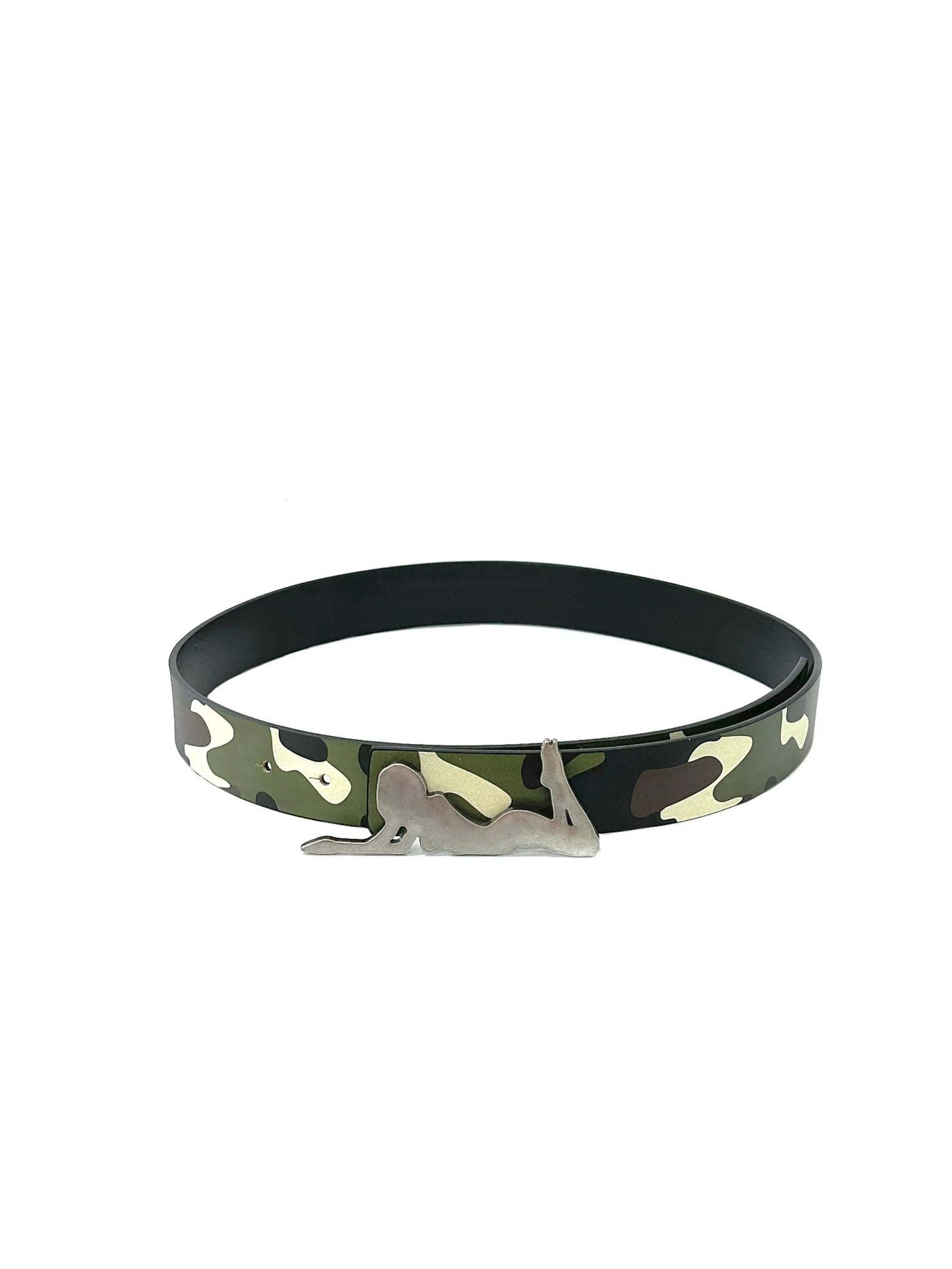 CAMOUFLAGE PRINT LEATHER BELT