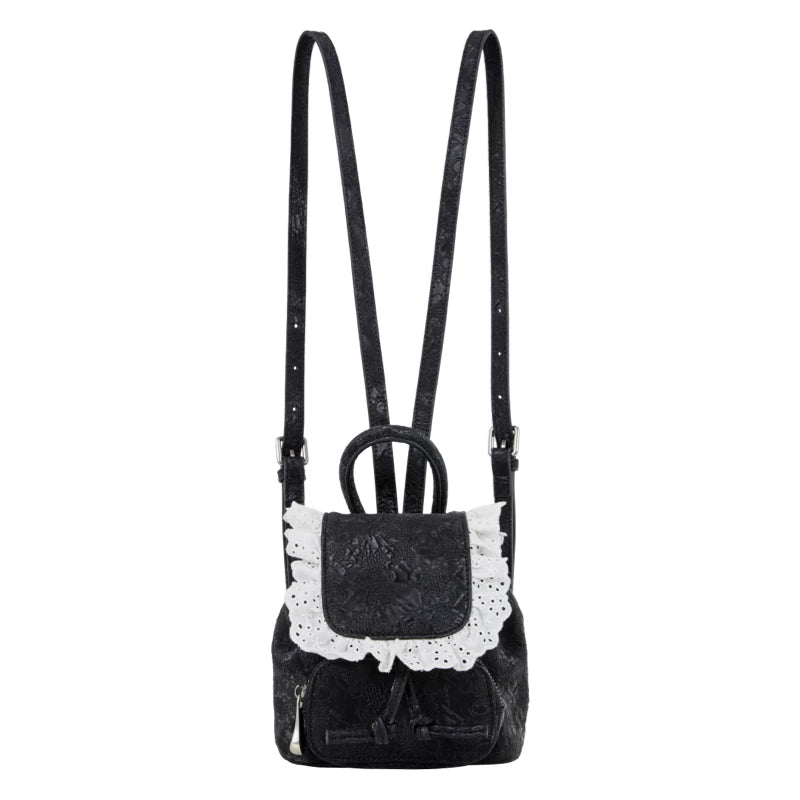 VINTAGE RUFFLED LACE DRAWSTRING BAG