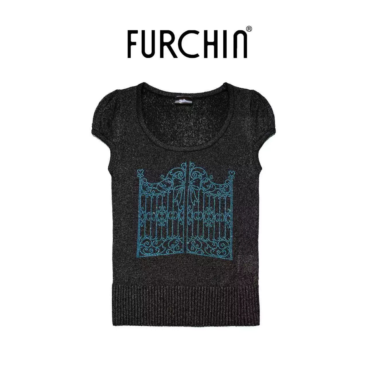 GLITTERING RHINESTONE KNIT TEE