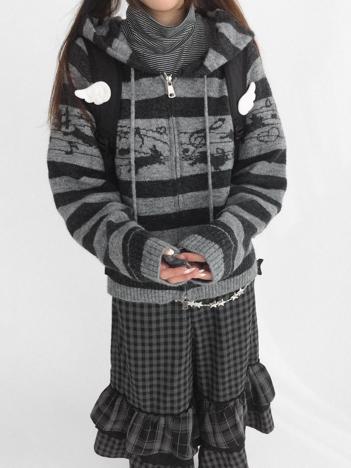 STRIPE POMPOM HOODIE