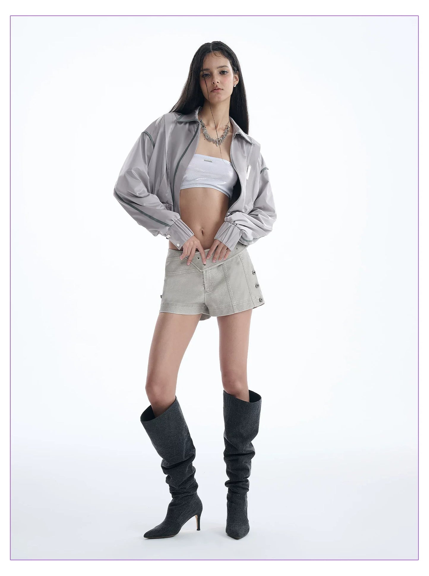 DIAGONAL STRAP LOW-RISE SHORTS