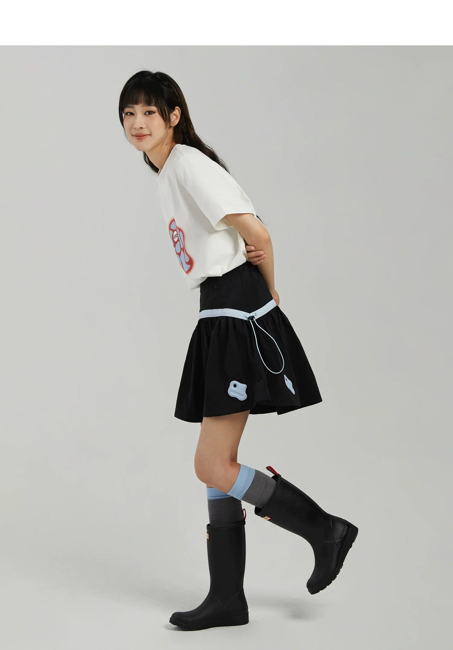 COLOR-BLOCK A-LINE MINI SKIRT
