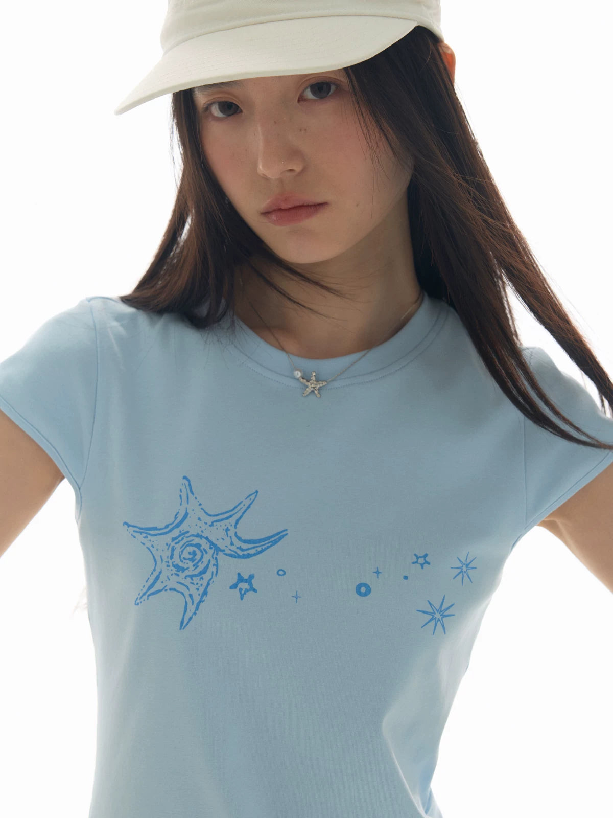 LIGHT BLUE CONCH SHELL T-SHIRT