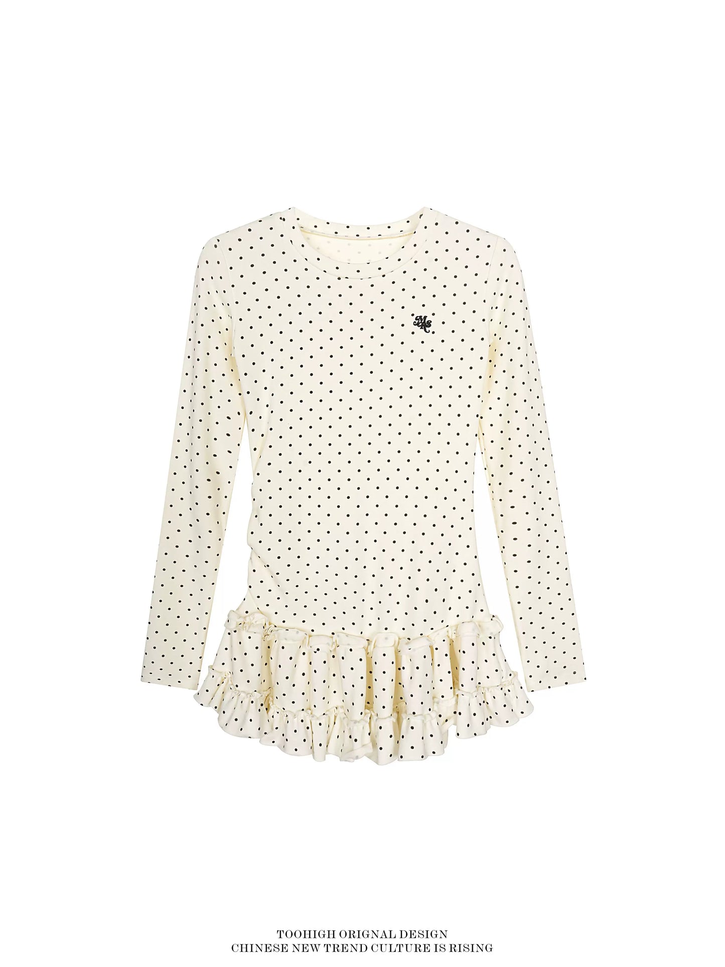 MICRO DOT PEPLUM TOP