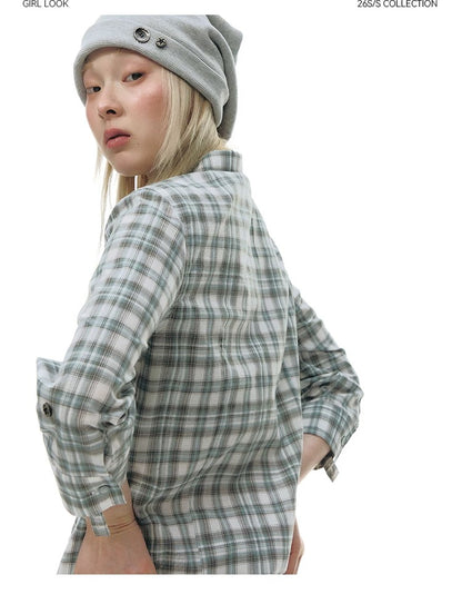 LAPEL PLAID COTTON SHIRT