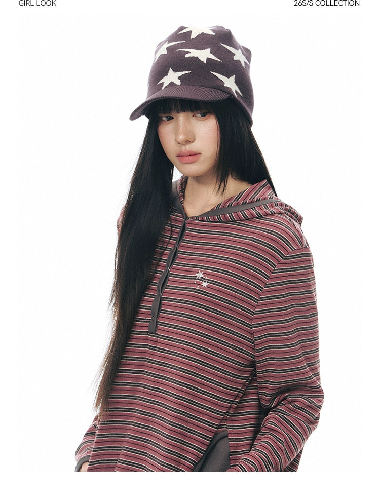 STRIPED HENLEY HOOD TOP