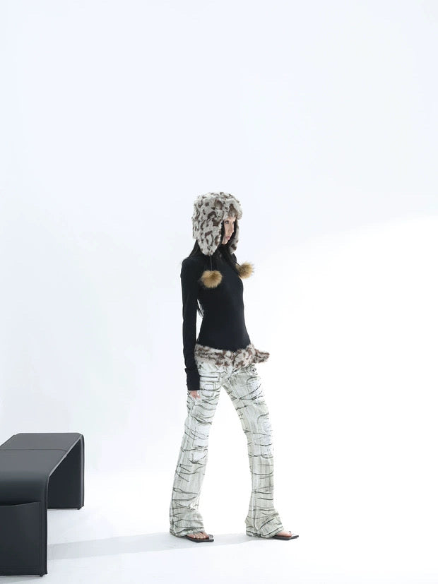 LEOPARD PLUSH CAP & BELT