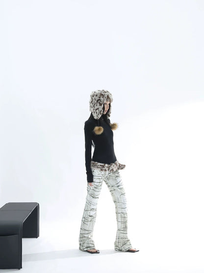 LEOPARD PLUSH CAP & BELT