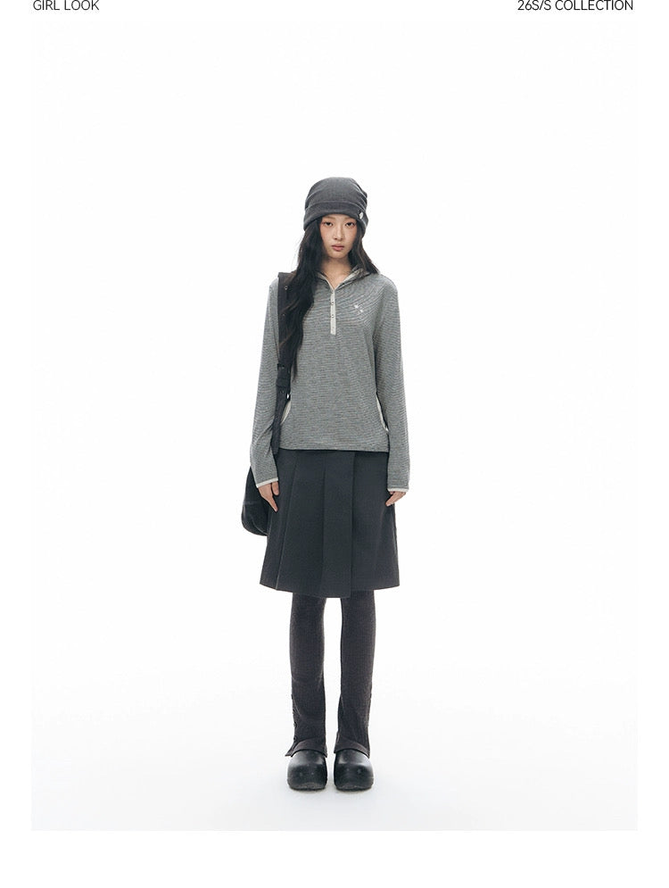 STRIPED HENLEY HOOD TOP