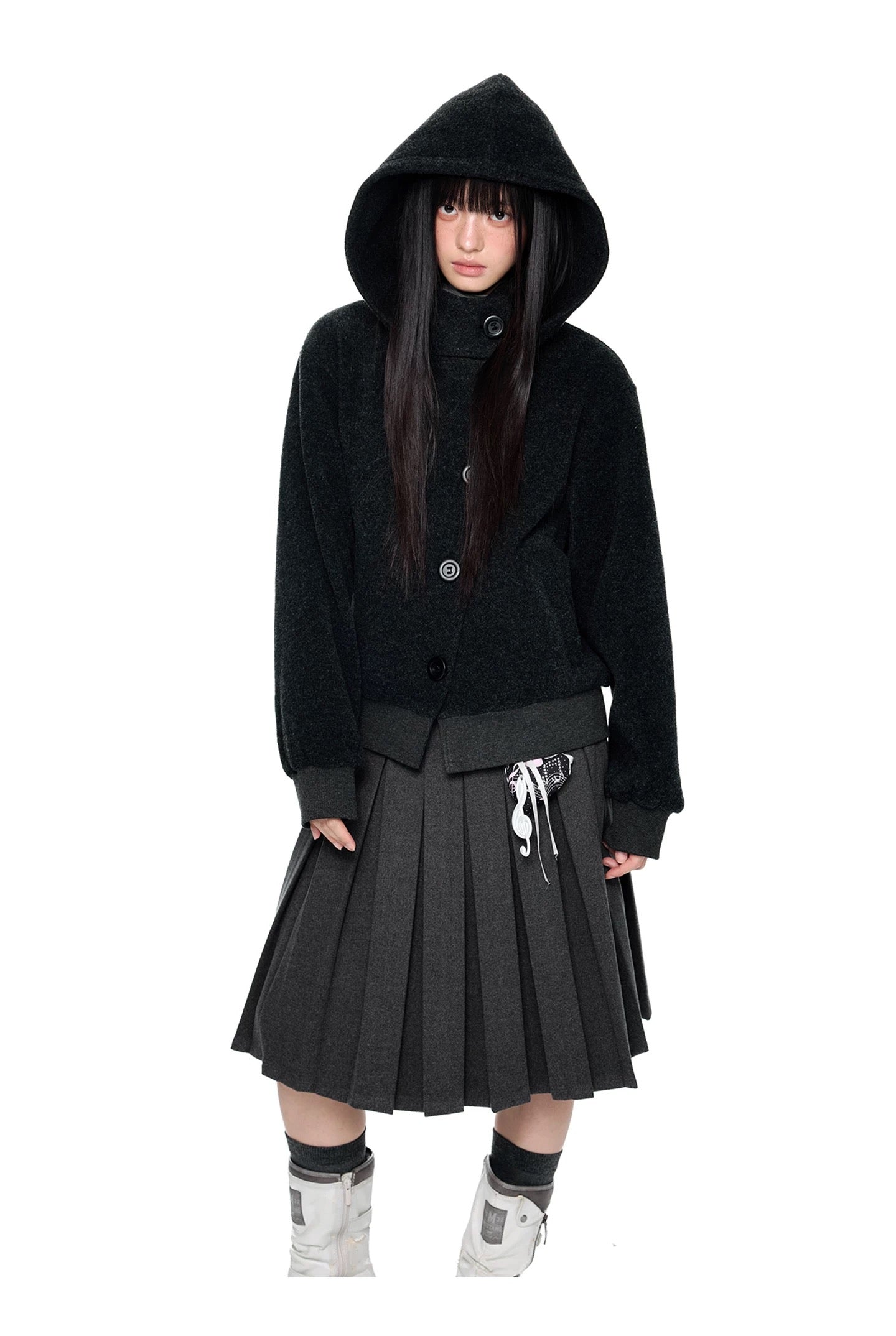 HOODED WOOL COAT