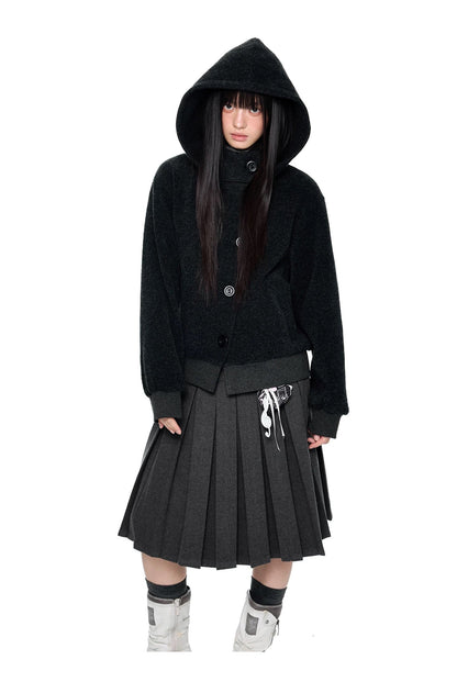 HOODED WOOL COAT