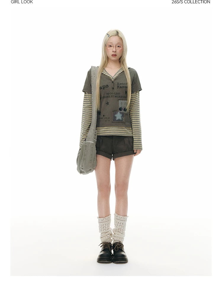 SPLICED HOODIE T-SHIRT