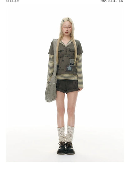 SPLICED HOODIE T-SHIRT