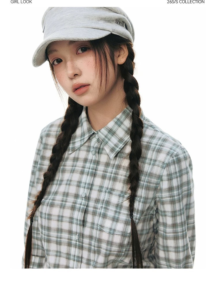 LAPEL PLAID COTTON SHIRT