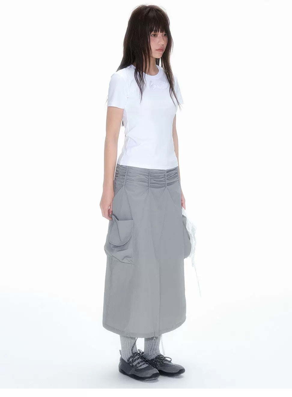 PLEATED A-LINE WORK SKIRT