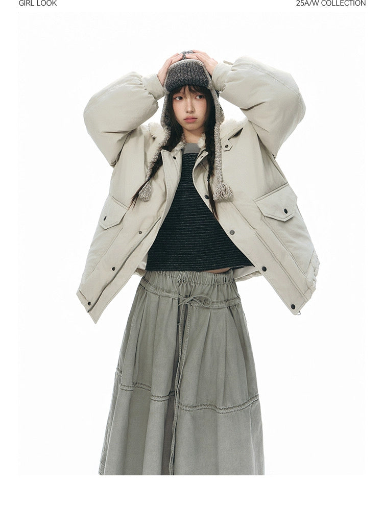 DRAWSTRING COTTON SKIRT