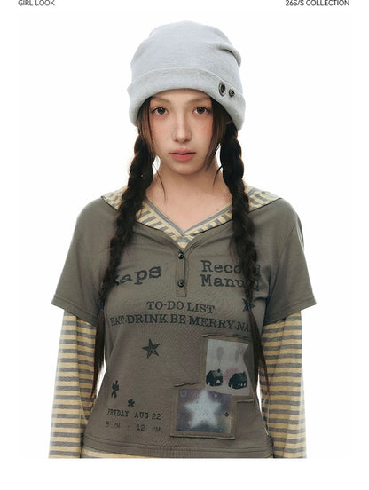 SPLICED HOODIE T-SHIRT