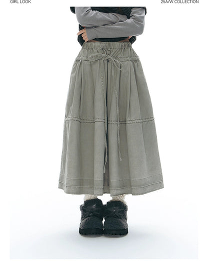 DRAWSTRING COTTON SKIRT