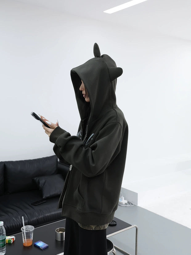 HORNED FLEECE HOODIE