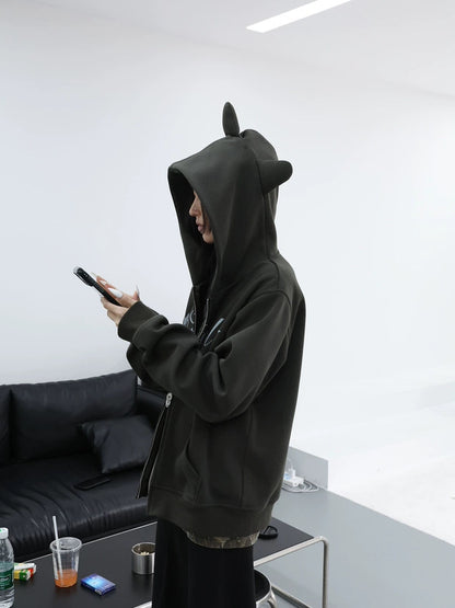 HORNED FLEECE HOODIE