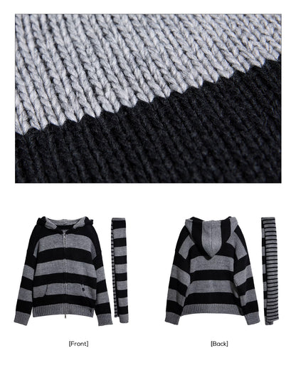 STRIPED HOODED SWEATER