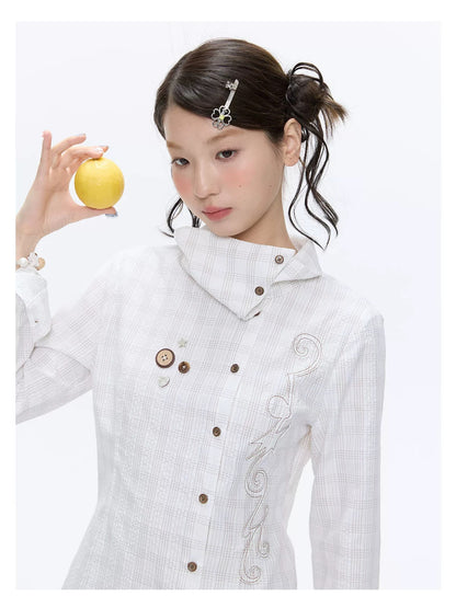 SPRING EMBROIDERED PLAID SHIRT