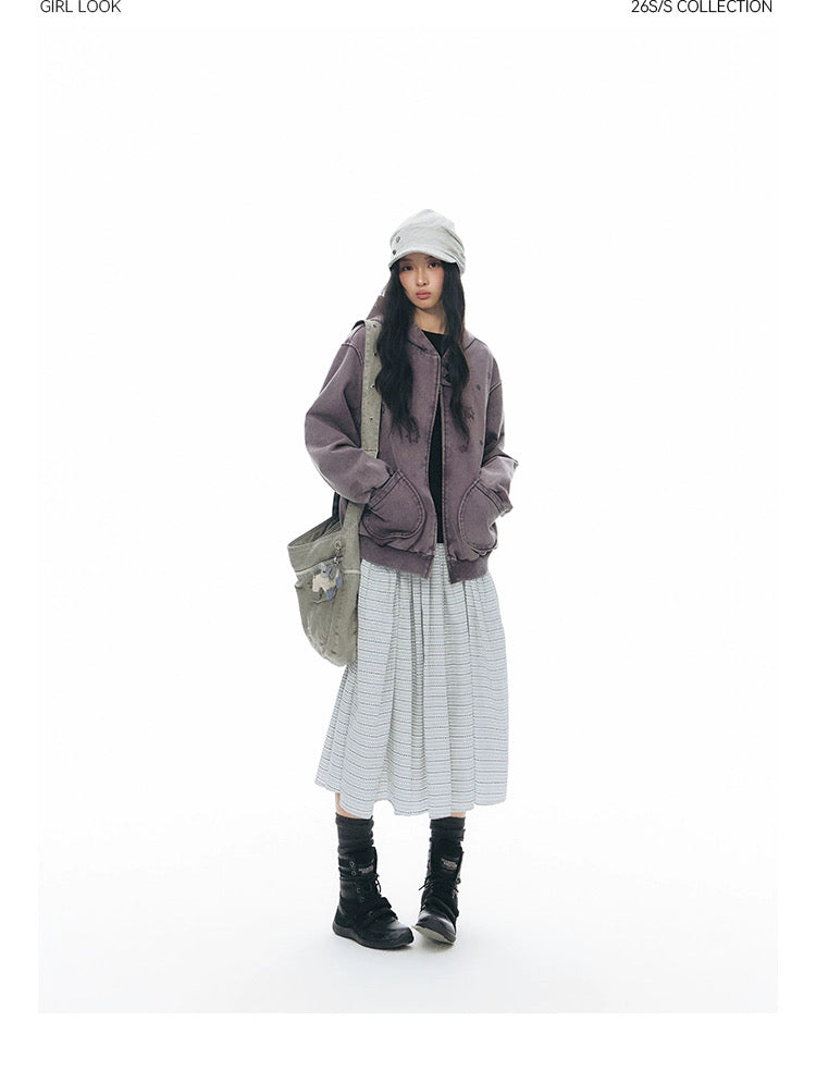 PLAID-TAB HOODED ZIP