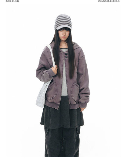 PLAID-TAB HOODED ZIP