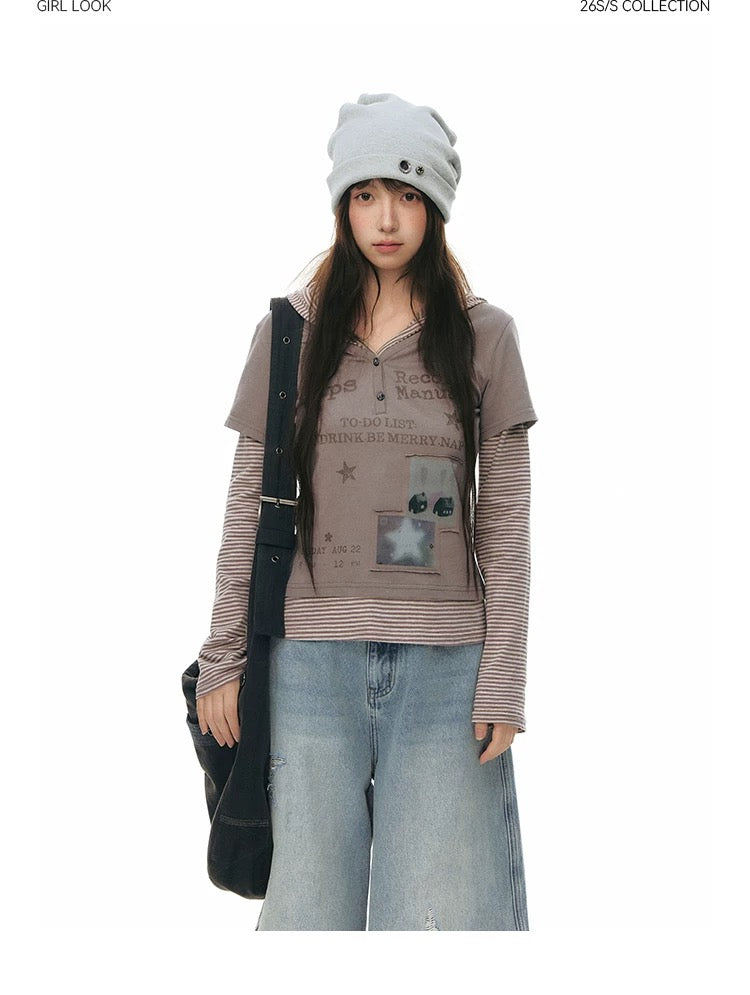 SPLICED HOODIE T-SHIRT