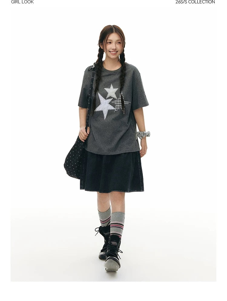 VINTAGE A-LINE DENIM SKIRT