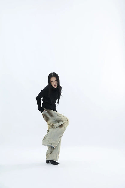 ASYMMETRY HIGH NECK SWEATER