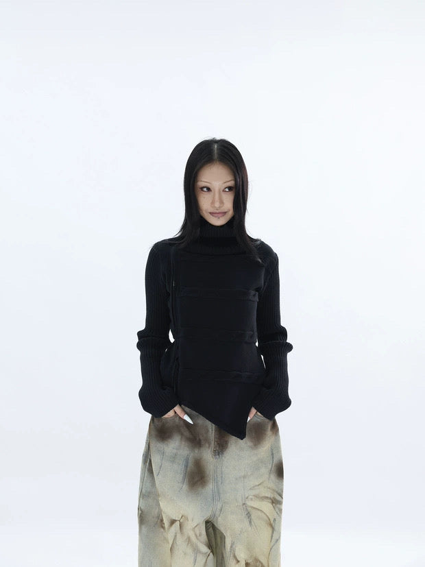 ASYMMETRY HIGH NECK SWEATER