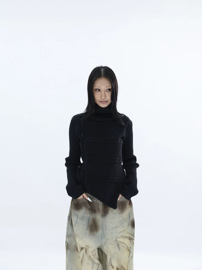 ASYMMETRY HIGH NECK SWEATER
