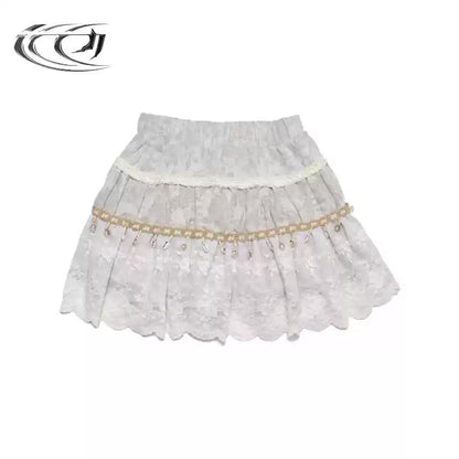 [4RE1GN] Jacquard Shell Cotton Linen Skirt Set