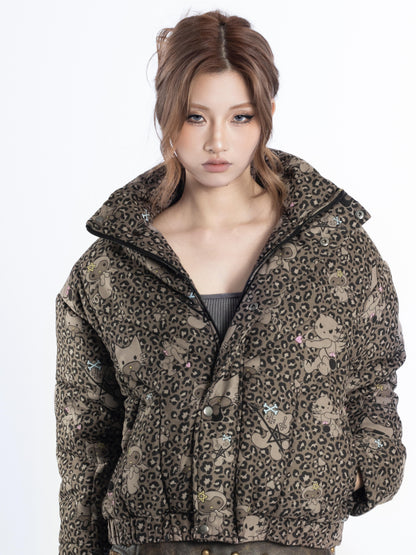 [4RE1GN] Cartoon Demon Cat High-neck Cotton Coat