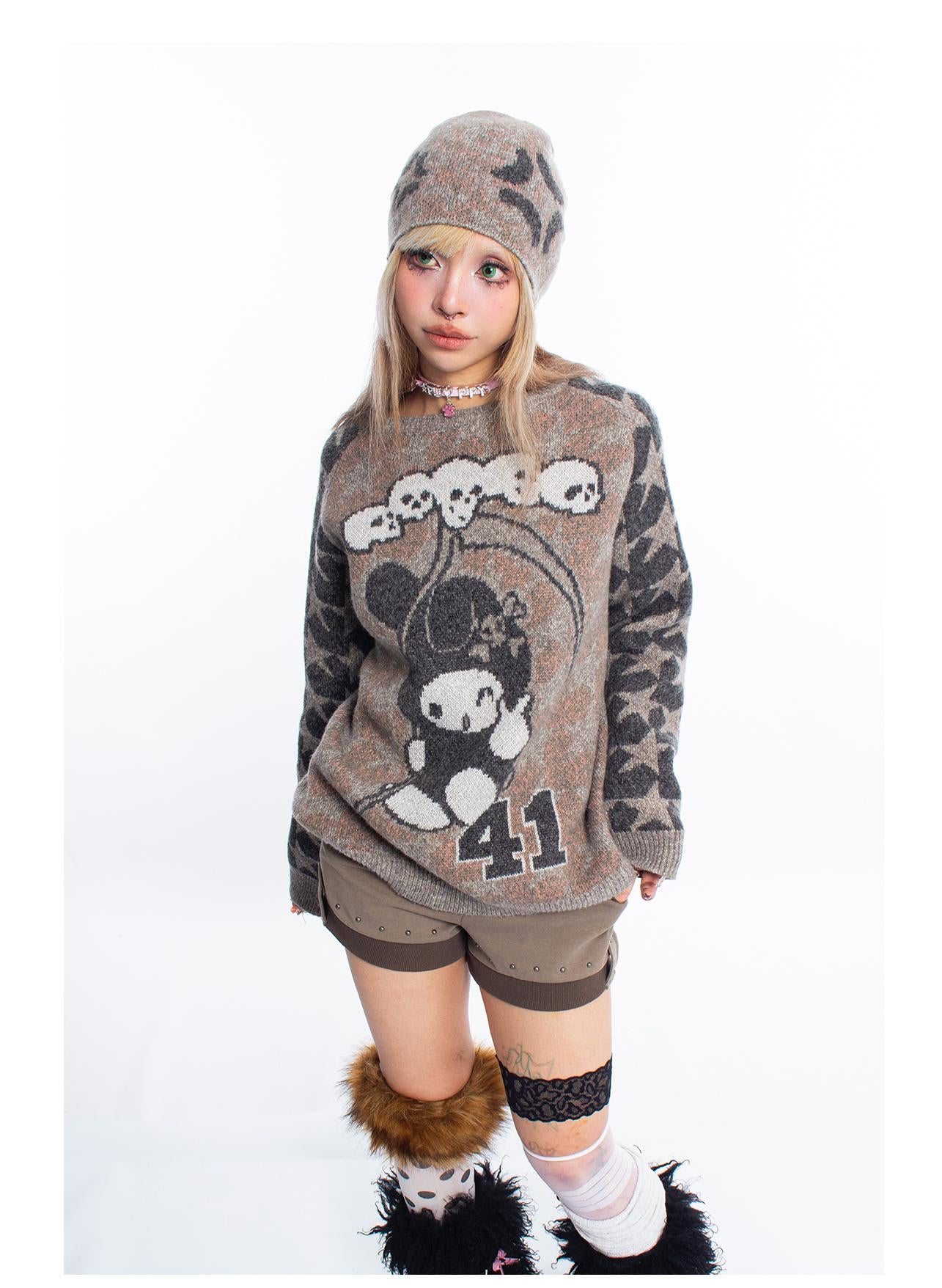 [4RE1GN] Grim Reaper Rabbit Knitted Sweater