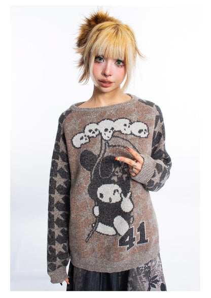 [4RE1GN] Grim Reaper Rabbit Knitted Sweater