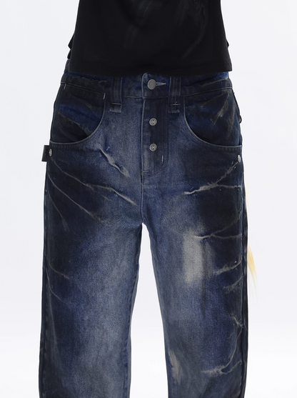 CRACKED WASH DENIM