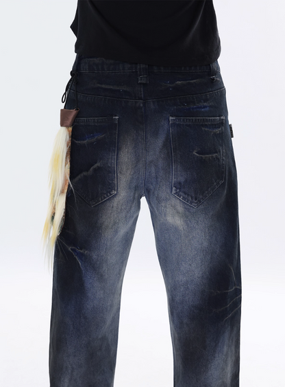 CRACKED WASH DENIM
