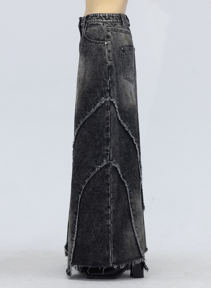 WAVE-CUT DENIM SKIRT