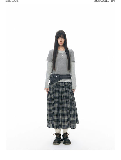BUTTON FRONT WAVE SKIRT