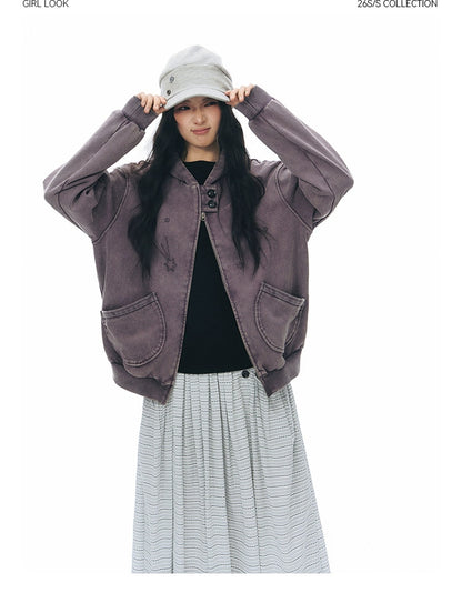 PLAID-TAB HOODED ZIP